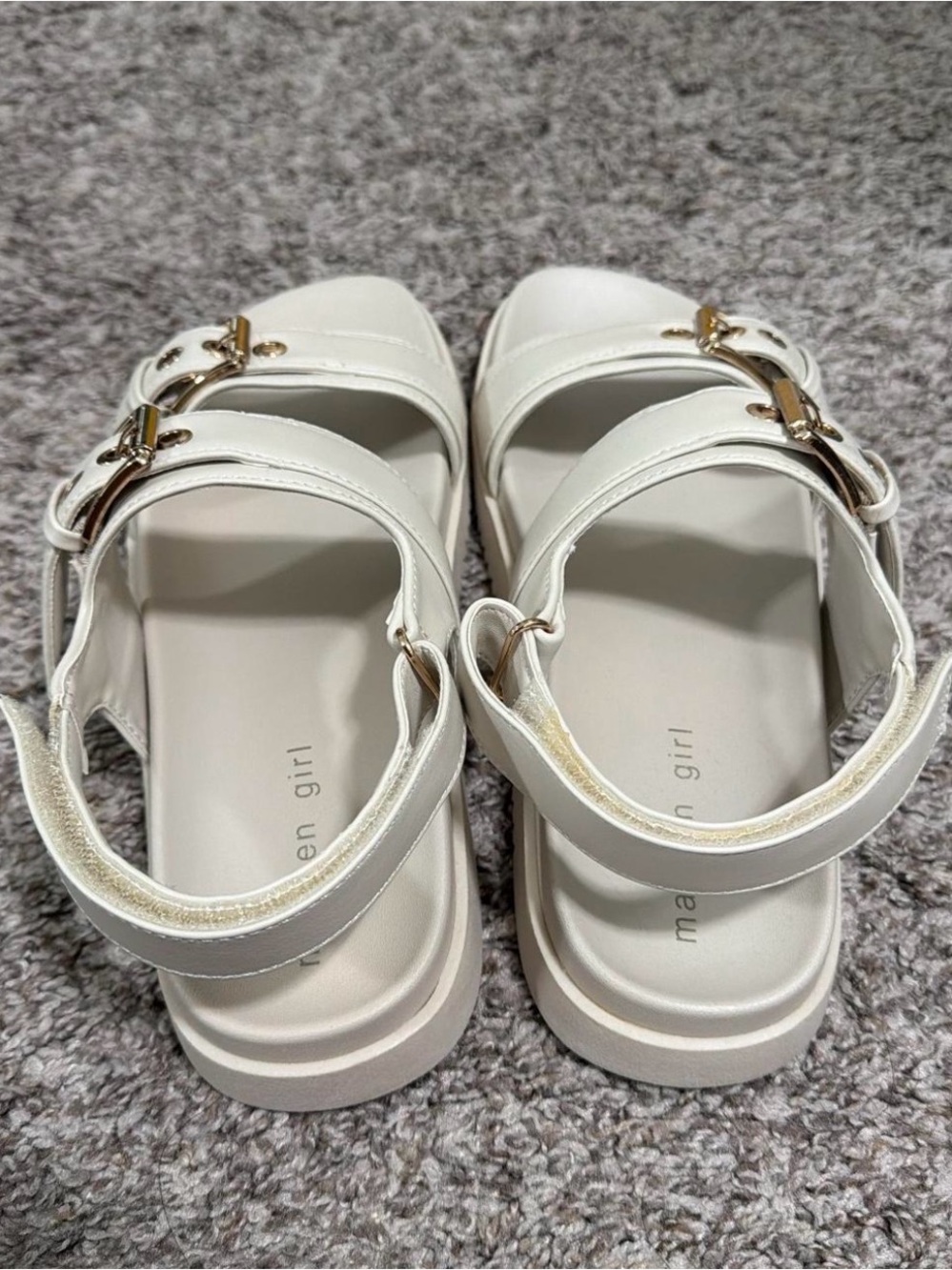 Madden Girl Ivory With Gold Buckle Strap Sandals - Picture 2 of 4